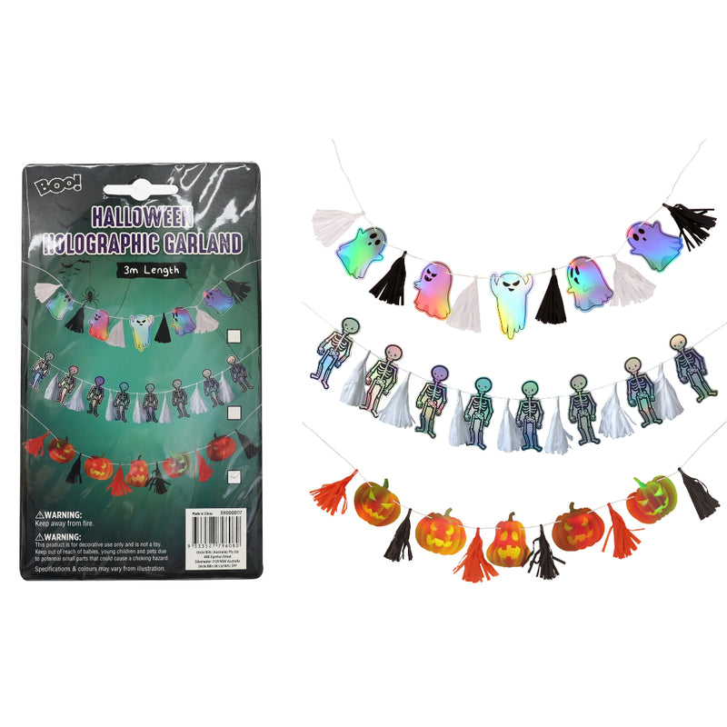Assorted 3m holographic Halloween garland party decoration