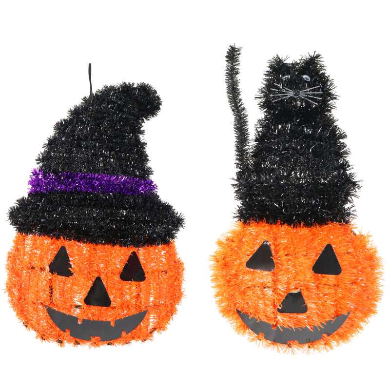 Assorted 36cm hanging tinsel pumpkin Halloween decoration