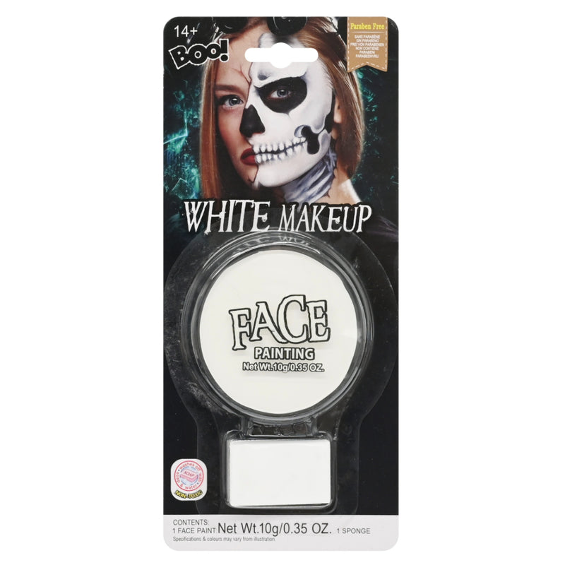 White Halloween face paint 10g with sponge