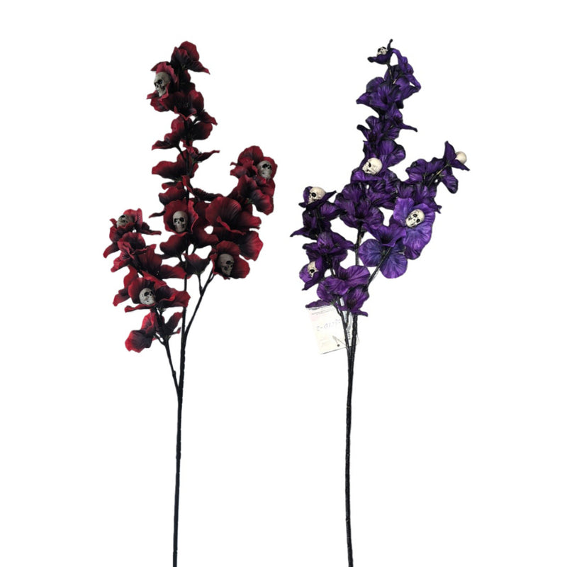 Assorted 70cm red decorative branch with mini skulls for Halloween