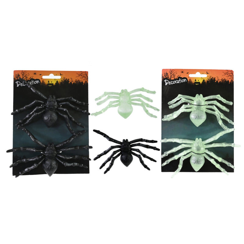 Two pack assorted 14cm plastic Halloween spiders