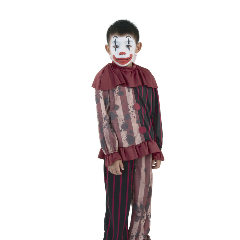 Kids Carnival Of Chaos clown Halloween costume with top pants and collar