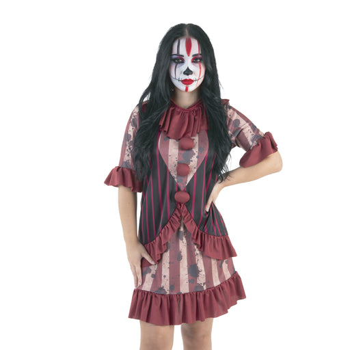 Adult Carnival Of Chaos clown Halloween dress costume with collar