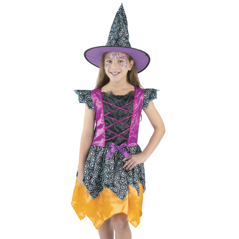 Kids Charmcaster witch Halloween costume with dress and hat