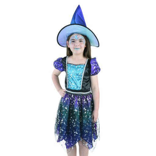 Kids Starlight Witch Halloween costume with dress and hat