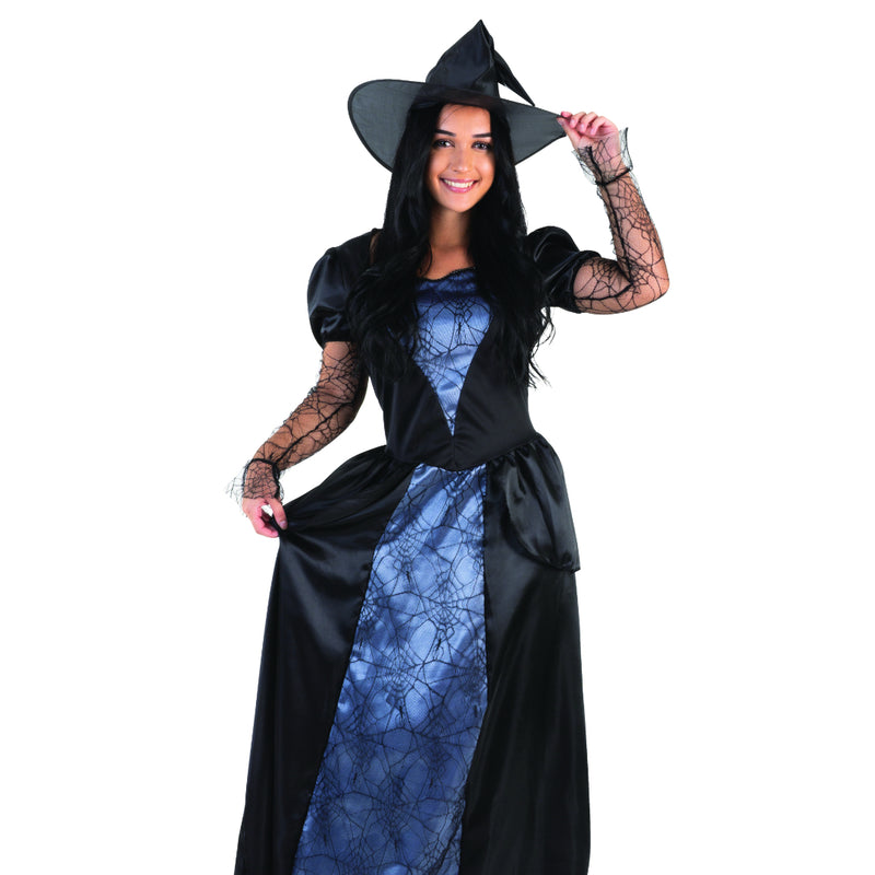 Adult Dark Enchantress witch Halloween costume with dress and hat