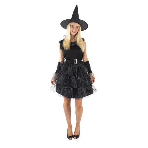 Adult Sorceress Of The Black Sky costume with dress hat belt and sleevelets