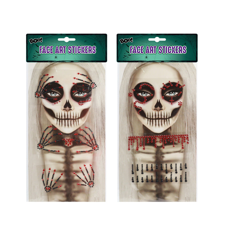 Assorted acrylic diamante face art stickers for Halloween makeup