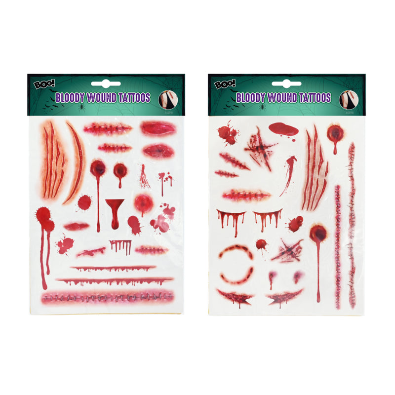 Assorted bloody wound Halloween tattoo designs