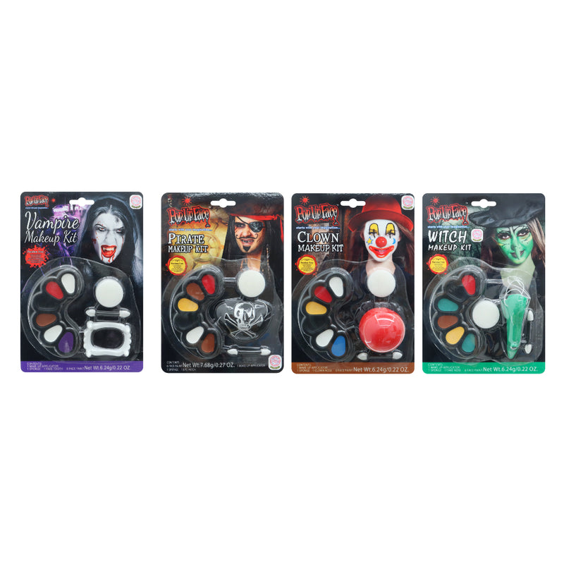 Assorted Ghoul Gang Halloween makeup kit with six face paints and applicators