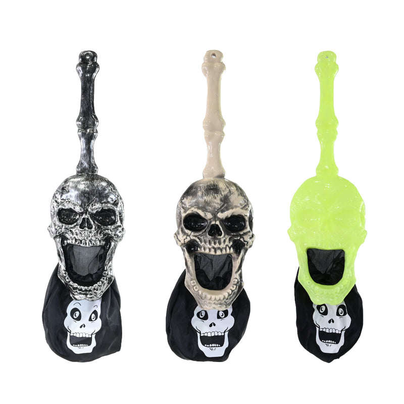 Assorted 51.5cm long handle skull Halloween loot bag