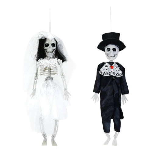 Assorted 30cm hanging skeleton bride and groom Halloween decorations