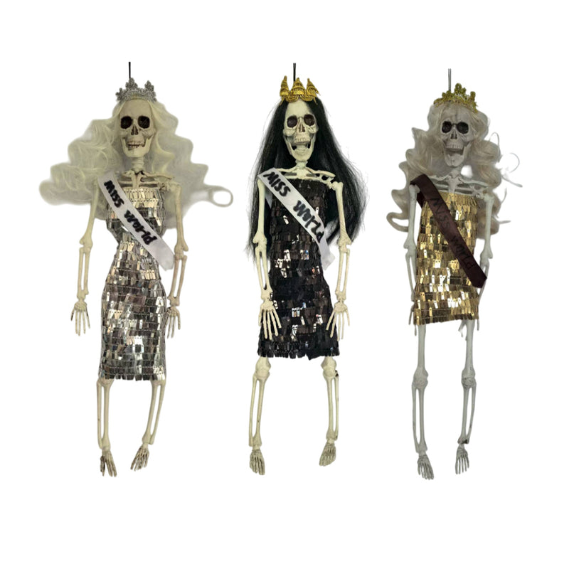 Assorted 40cm hanging skeleton prom queen Halloween decoration