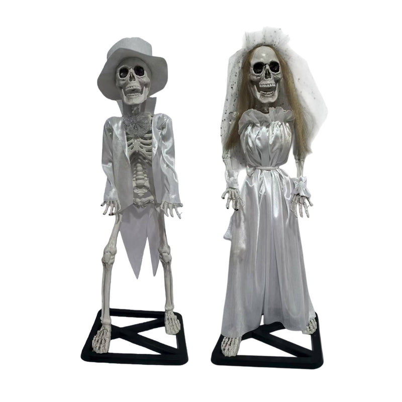 Assorted 54cm tabletop skeleton bride and groom Halloween decoration