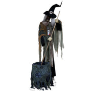 2.1m animated witch stirring cauldron Halloween decoration – thumbnail