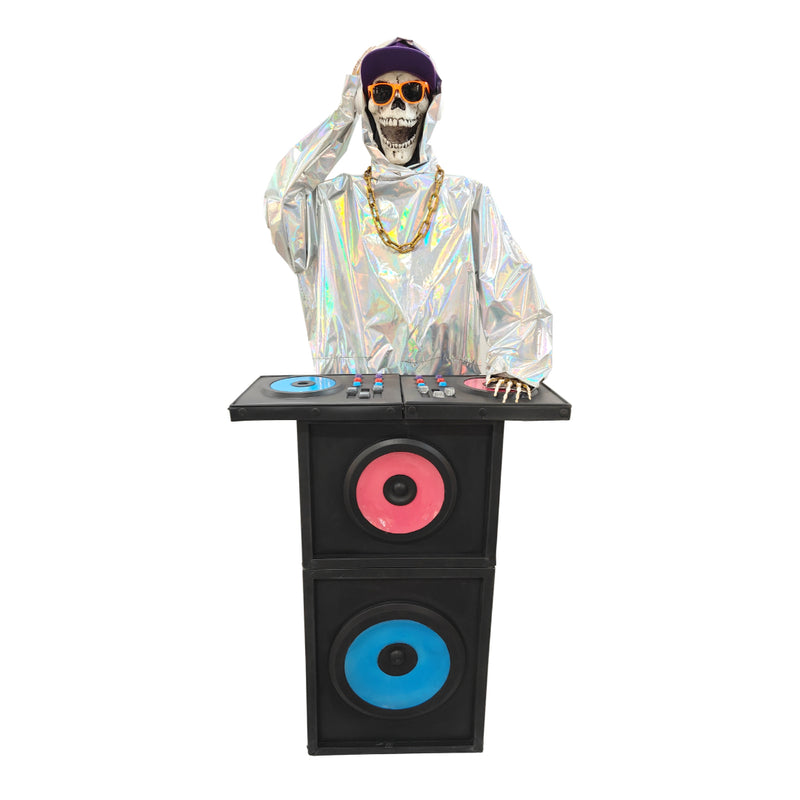 1.7m animated DJ reaper with moving head Halloween decoration
