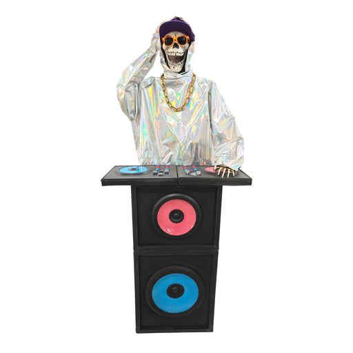 1.7m animated DJ reaper with moving head Halloween decoration