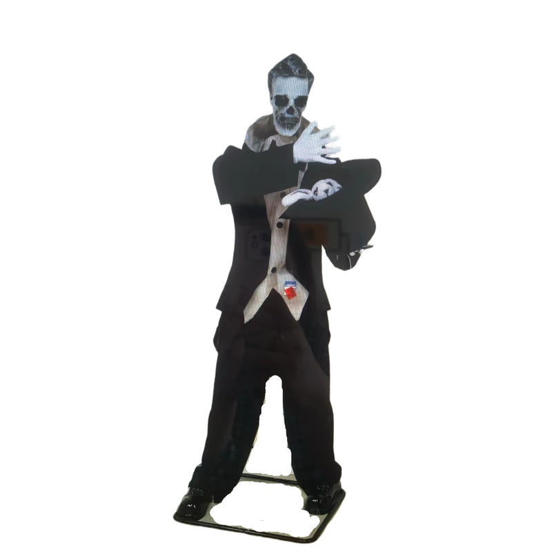 1.8m animated possessed magician with swaying head and pop up rabbit