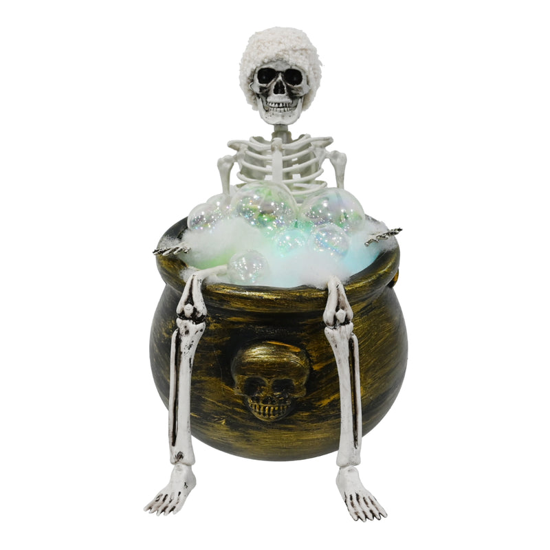 28cm skeleton in cauldron Halloween tabletop decoration