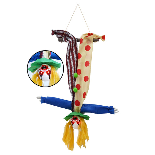 1.4m animated possessed upside down clown with moving head and arms