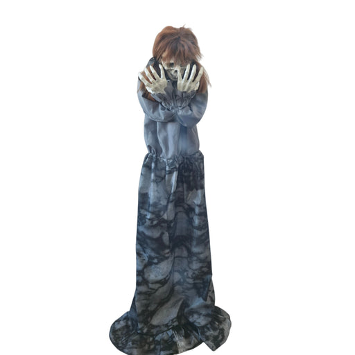 1.5m animated standing skeleton girl with pop up head