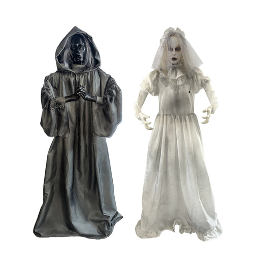 1.6m animated double faced demonic statue with rotating face