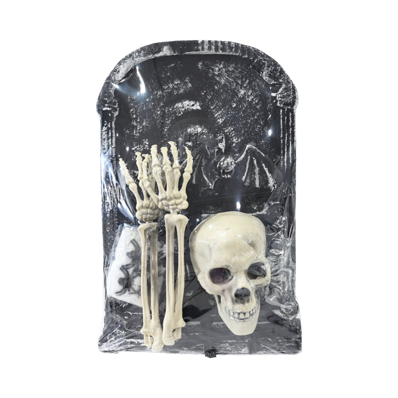 18 piece Halloween graveyard set with tombstones skeleton parts fences and spiders