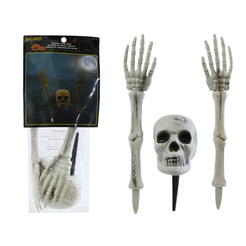 50cm three piece skull and arms Halloween yard stake set