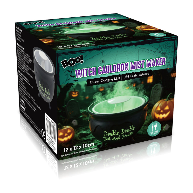 10cm witch cauldron mist maker with colour changing LED