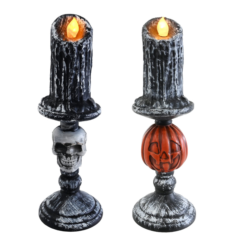 Assorted 26cm grim Halloween candle with flickering effect