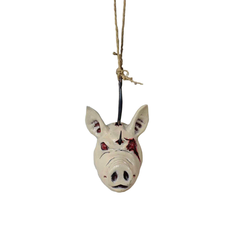 38cm hanging hooked pig head Halloween horror decoration