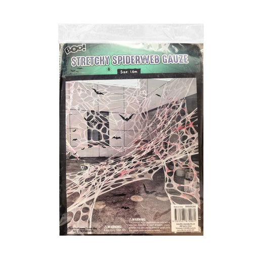 Stretchy Halloween spiderweb gauze 2m wide by 1.6m long assorted