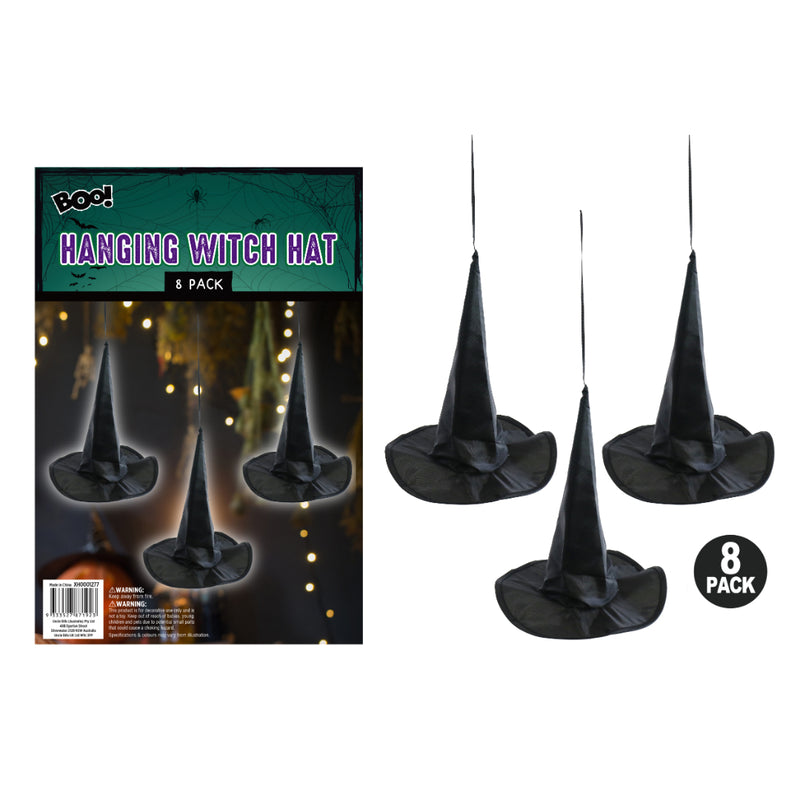 Eight pack hanging polyester witch hat Halloween decorations