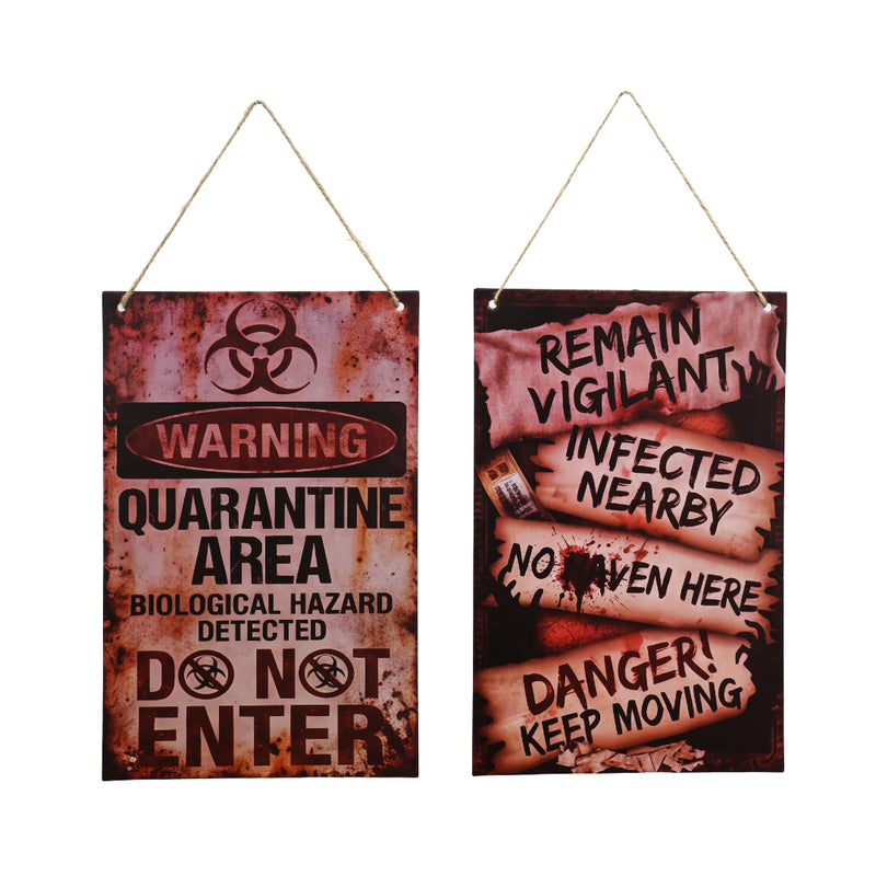 29.5cm Halloween warning hanging sign made from cardboard