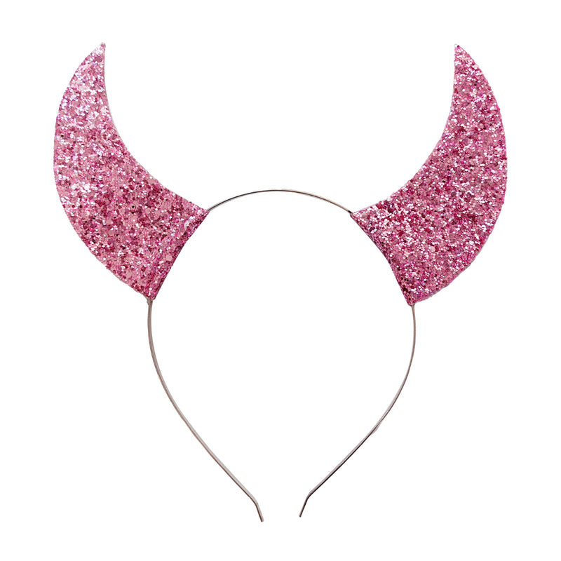 Pink glitter devil horn headband Halloween costume accessory