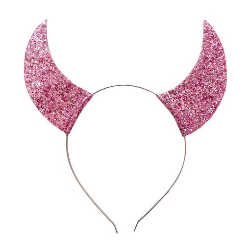 Pink glitter devil horn headband Halloween costume accessory