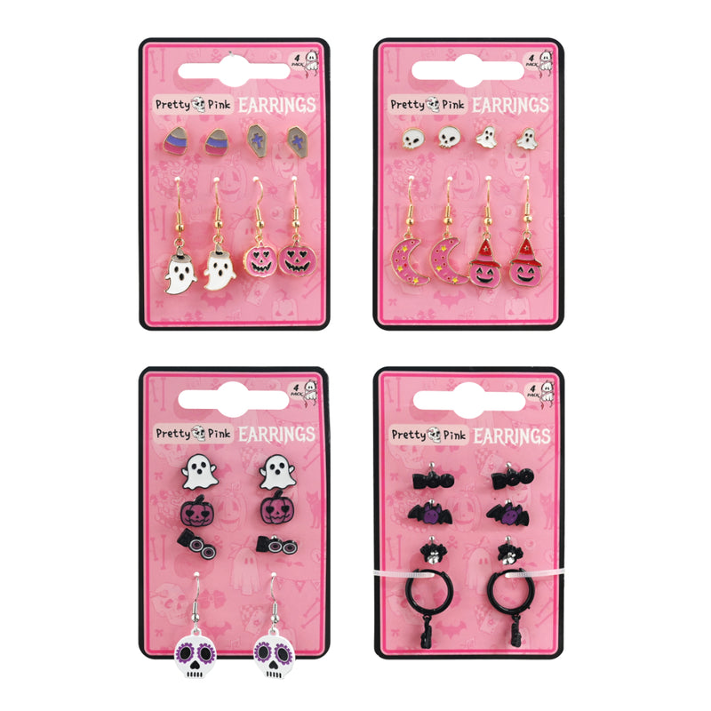 Assorted 4 pack spooky Halloween costume earrings