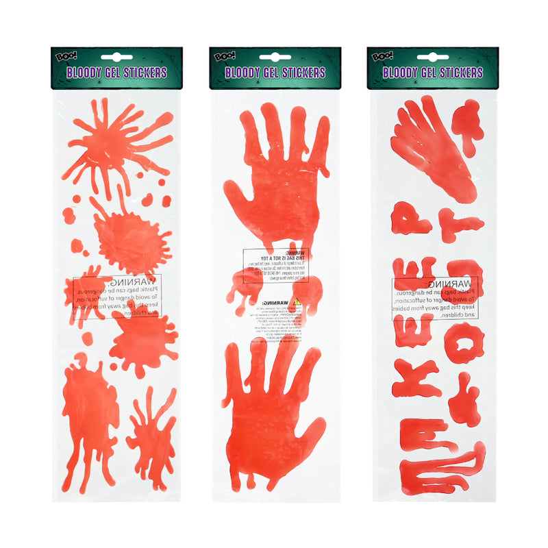 Assorted bloody Halloween TPR gel stickers for windows and displays