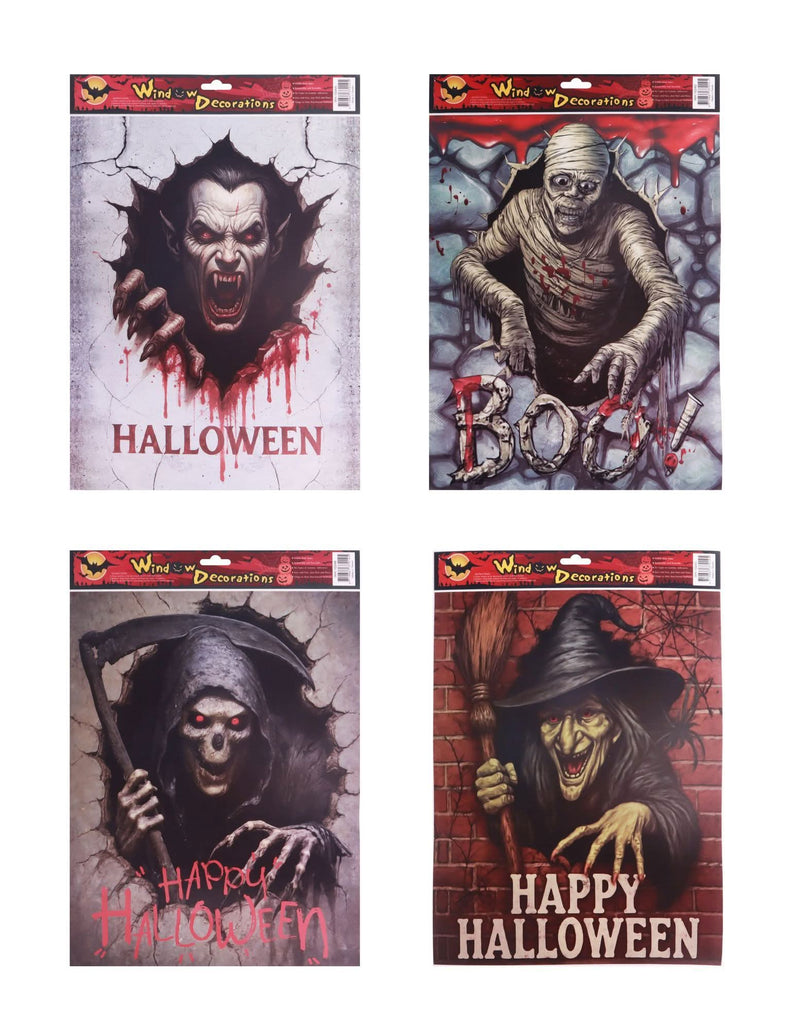 Assorted gruesome Halloween window stickers