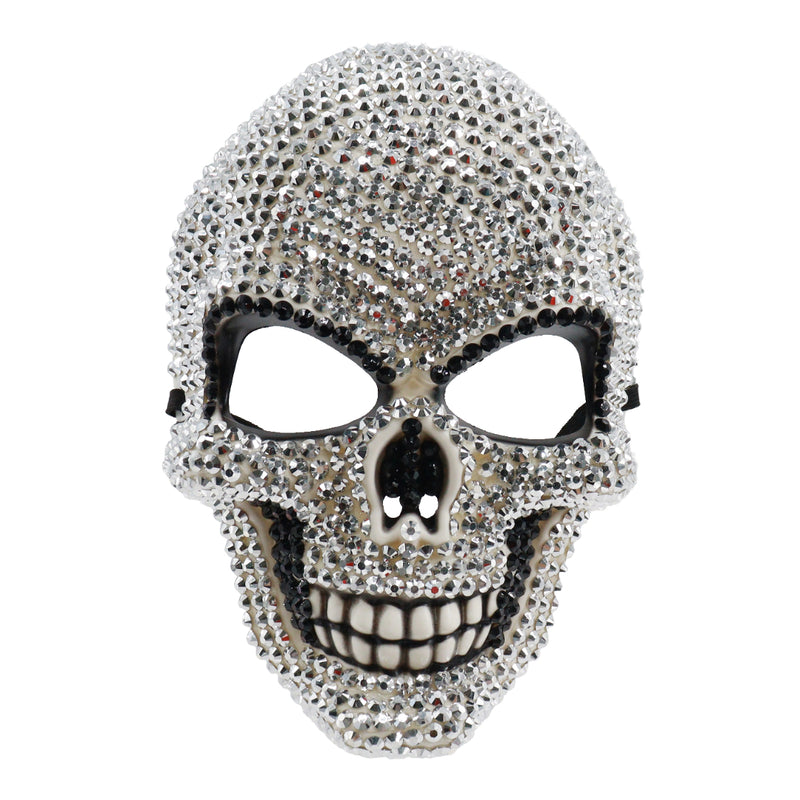 Rhinestone skull Halloween costume mask made from PP plastic