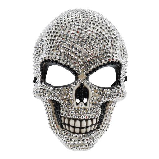 Rhinestone skull Halloween costume mask made from PP plastic
