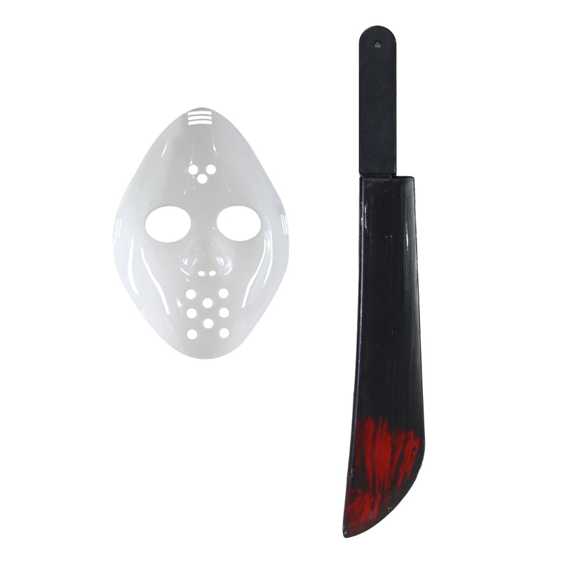 Horror Halloween costume set with mask and novelty knife