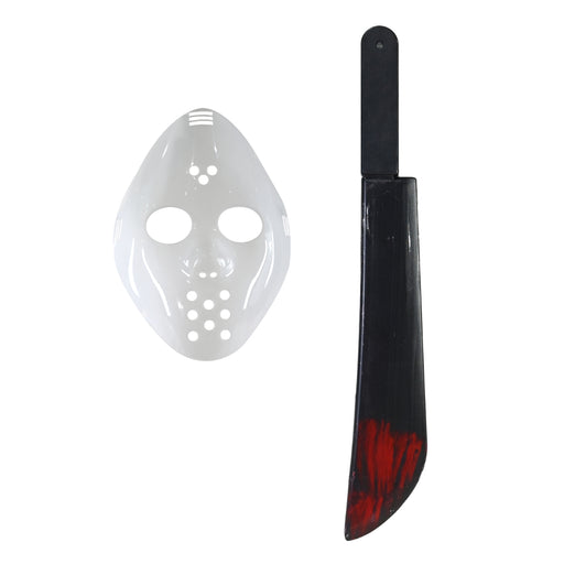 Horror Halloween costume set with mask and novelty knife