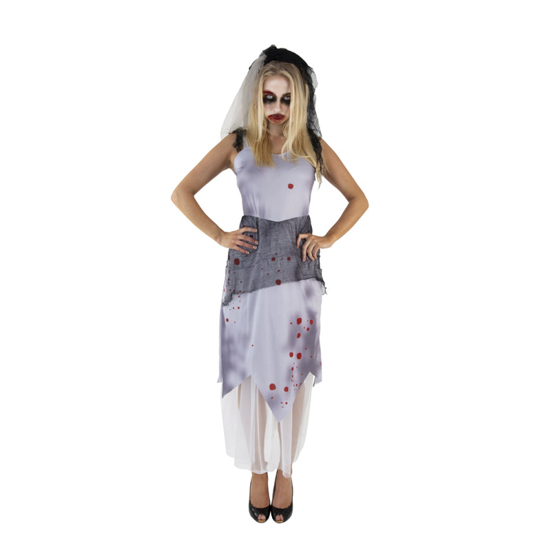 Adult Zombie Bride Halloween costume with dress and headband