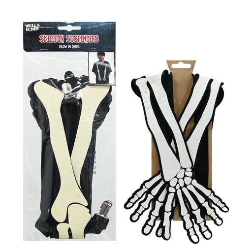 Glow in the dark skeleton suspenders Halloween costume accessory