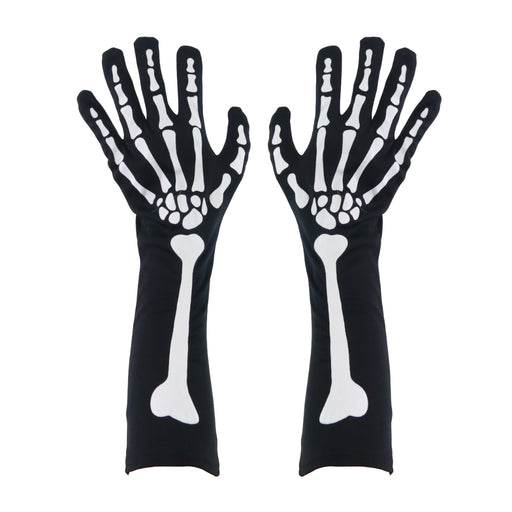 Long polyester skeleton gloves for Halloween costumes