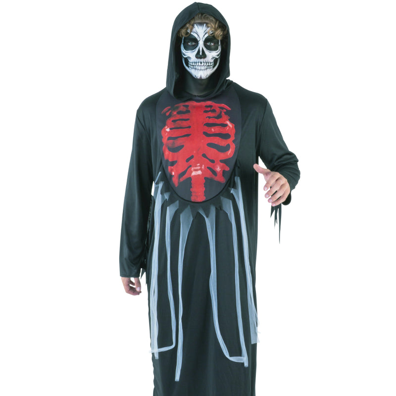 Adult dark evil skeleton Halloween robe costume