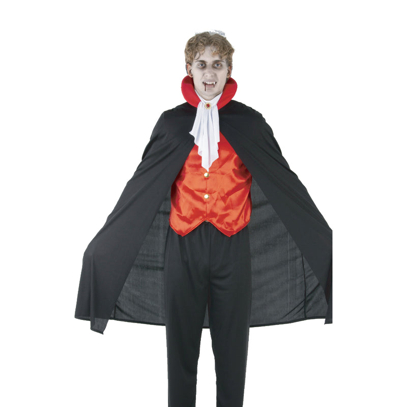 Adult Count Dracula Halloween costume with cape collar vest and pants