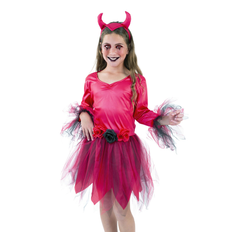 Kids Flameborn Devil Halloween dress and headband costume