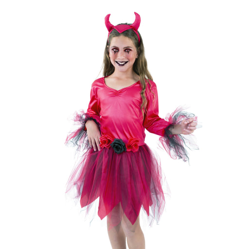 Kids Flameborn Devil Halloween dress and headband costume